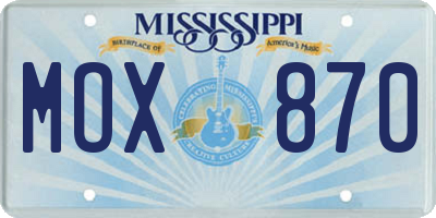 MS license plate MOX870