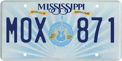 MS license plate MOX871