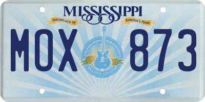 MS license plate MOX873