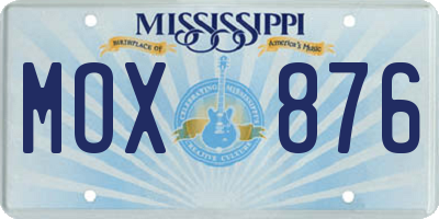 MS license plate MOX876