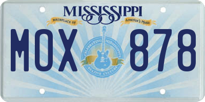 MS license plate MOX878