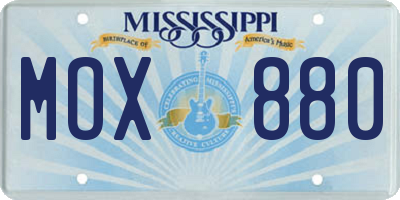MS license plate MOX880