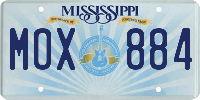 MS license plate MOX884