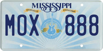 MS license plate MOX888