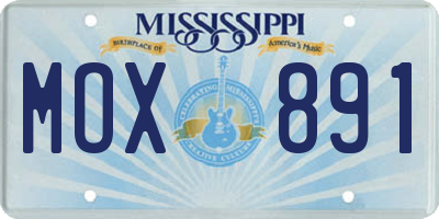 MS license plate MOX891