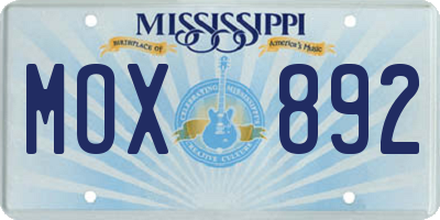 MS license plate MOX892