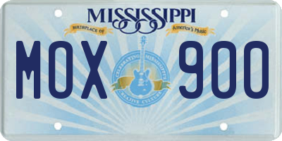MS license plate MOX900