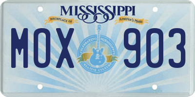 MS license plate MOX903