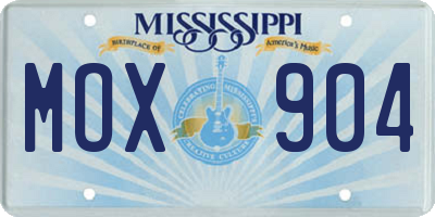 MS license plate MOX904