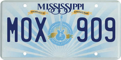 MS license plate MOX909