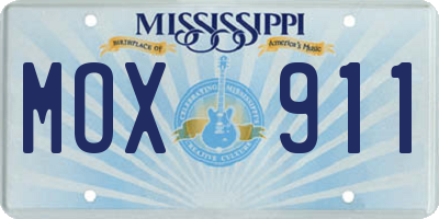 MS license plate MOX911