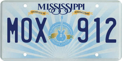 MS license plate MOX912