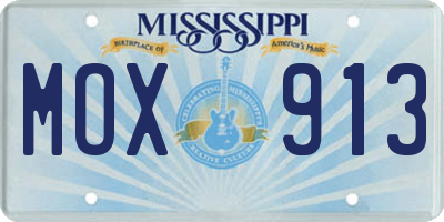 MS license plate MOX913