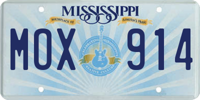 MS license plate MOX914