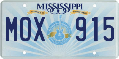 MS license plate MOX915