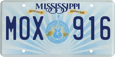MS license plate MOX916