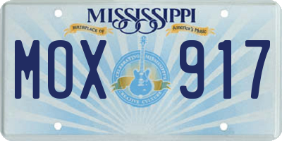 MS license plate MOX917