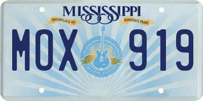 MS license plate MOX919