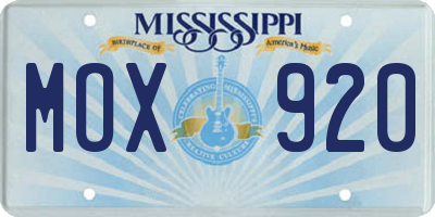 MS license plate MOX920