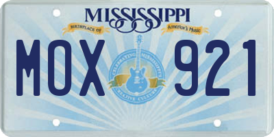 MS license plate MOX921