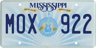 MS license plate MOX922
