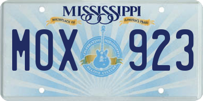 MS license plate MOX923