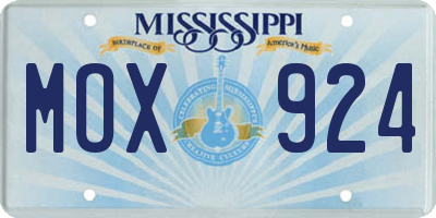 MS license plate MOX924