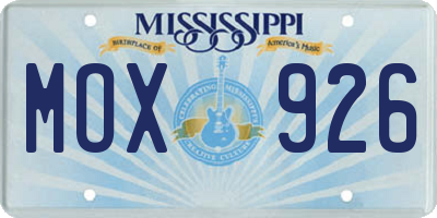MS license plate MOX926