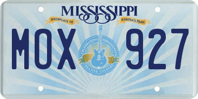 MS license plate MOX927