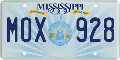 MS license plate MOX928