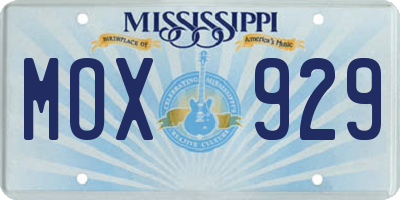 MS license plate MOX929