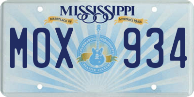 MS license plate MOX934