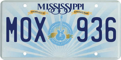 MS license plate MOX936