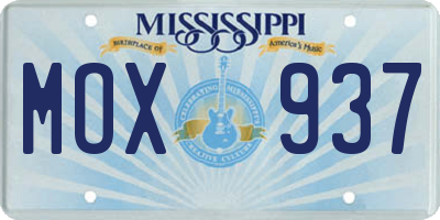 MS license plate MOX937