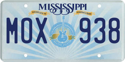 MS license plate MOX938