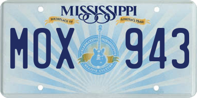 MS license plate MOX943