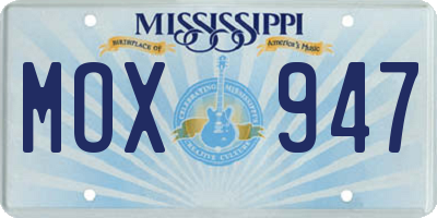 MS license plate MOX947