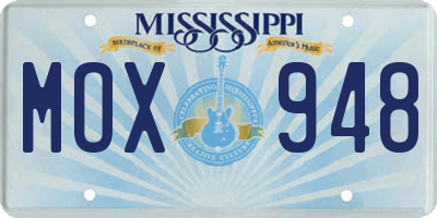 MS license plate MOX948