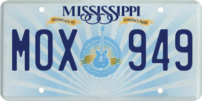 MS license plate MOX949