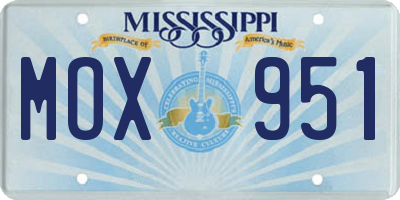 MS license plate MOX951