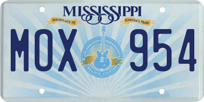 MS license plate MOX954