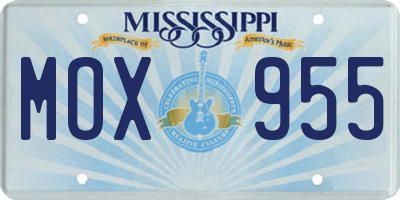 MS license plate MOX955