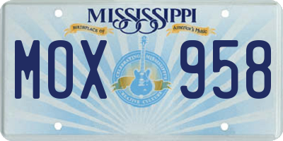 MS license plate MOX958