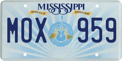 MS license plate MOX959