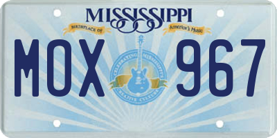 MS license plate MOX967