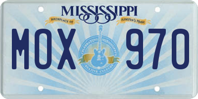 MS license plate MOX970