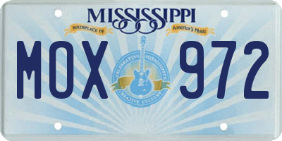 MS license plate MOX972