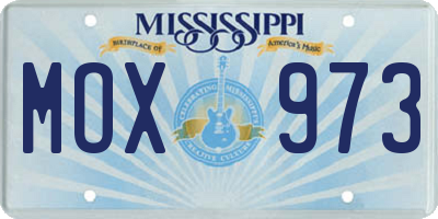 MS license plate MOX973