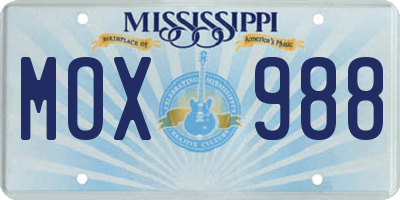 MS license plate MOX988