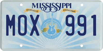 MS license plate MOX991
